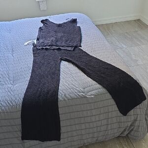 Nicole Miller Women's Black Knit Pants & Top Set Sz Sm Nwt